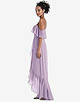 Side View Thumbnail - Pale Purple Off-the-Shoulder Ruffled High Low Maxi Dress