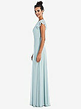 Side View Thumbnail - French Blue Flutter Sleeve V-Keyhole Chiffon Maxi Dress