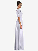 Side View Thumbnail - Silver Dove Bow One-Shoulder Flounce Sleeve Maxi Dress