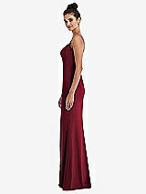 Side View Thumbnail - Burgundy Notch Crepe Trumpet Gown with Front Slit