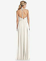 Rear View Thumbnail - Ivory Tie-Neck Lace Halter Pleated Skirt Maxi Dress