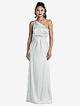 Front View Thumbnail - Sterling One-Shoulder Draped Satin Maxi Dress