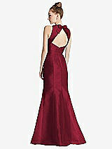 Front View Thumbnail - Burgundy Bateau Neck Open-Back Maxi Dress with Bow Detail