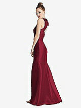 Side View Thumbnail - Burgundy Bateau Neck Open-Back Maxi Dress with Bow Detail