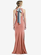 Front View Thumbnail - Desert Rose & Mist Cutout Open-Back Halter Maxi Dress with Scarf Tie
