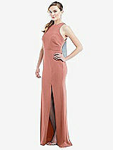 Side View Thumbnail - Desert Rose & Mist Cutout Open-Back Halter Maxi Dress with Scarf Tie