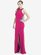 Side View Thumbnail - Think Pink & Mist Cutout Open-Back Halter Maxi Dress with Scarf Tie