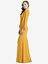 Alt View 2 Thumbnail - NYC Yellow Long Puff Sleeve V-Neck Trumpet Gown