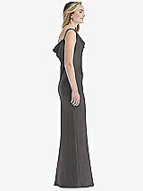 Side View Thumbnail - Caviar Gray Asymmetrical One-Shoulder Cowl Maxi Slip Dress