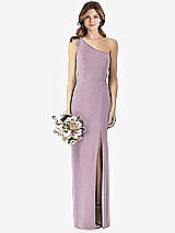 Front View Thumbnail - Suede Rose One-Shoulder Crepe Trumpet Gown with Front Slit