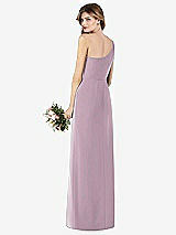 Rear View Thumbnail - Suede Rose One-Shoulder Crepe Trumpet Gown with Front Slit