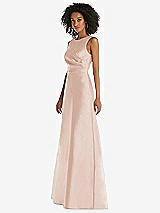 Side View Thumbnail - Cameo Jewel Neck Asymmetrical Shirred Bodice Maxi Dress with Pockets
