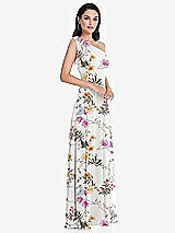 Alt View 2 Thumbnail - Butterfly Botanica Ivory Draped One-Shoulder Maxi Dress with Scarf Bow
