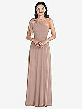 Alt View 1 Thumbnail - Bliss Draped One-Shoulder Maxi Dress with Scarf Bow