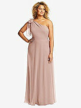 Front View Thumbnail - Toasted Sugar Draped One-Shoulder Maxi Dress with Scarf Bow
