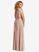 Rear View Thumbnail - Toasted Sugar Draped One-Shoulder Maxi Dress with Scarf Bow
