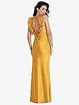 Front View Thumbnail - NYC Yellow Ruffle Trimmed Open-Back Maxi Slip Dress