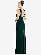 Rear View Thumbnail - Evergreen Draped Twist Halter Low-Back Satin Empire Dress