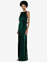 Side View Thumbnail - Evergreen High-Neck Low Tie-Back Maxi Dress with Adjustable Straps