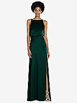 Rear View Thumbnail - Evergreen High-Neck Low Tie-Back Maxi Dress with Adjustable Straps