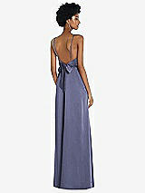 Front View Thumbnail - French Blue High-Neck Low Tie-Back Maxi Dress with Adjustable Straps