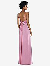 Front View Thumbnail - Powder Pink High-Neck Low Tie-Back Maxi Dress with Adjustable Straps