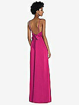 Front View Thumbnail - Think Pink High-Neck Low Tie-Back Maxi Dress with Adjustable Straps