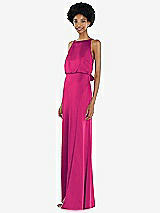 Side View Thumbnail - Think Pink High-Neck Low Tie-Back Maxi Dress with Adjustable Straps