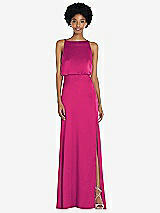 Rear View Thumbnail - Think Pink High-Neck Low Tie-Back Maxi Dress with Adjustable Straps