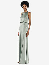 Side View Thumbnail - Willow Green High-Neck Low Tie-Back Maxi Dress with Adjustable Straps