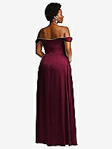 Rear View Thumbnail - Cabernet Off-the-Shoulder Flounce Sleeve Empire Waist Gown with Front Slit