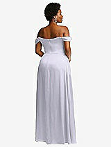 Rear View Thumbnail - Silver Dove Off-the-Shoulder Flounce Sleeve Empire Waist Gown with Front Slit
