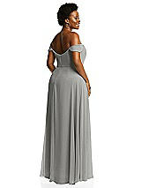 Alt View 3 Thumbnail - Chelsea Gray Off-the-Shoulder Basque Neck Maxi Dress with Flounce Sleeves