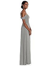 Side View Thumbnail - Chelsea Gray Off-the-Shoulder Basque Neck Maxi Dress with Flounce Sleeves