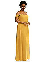 Alt View 2 Thumbnail - NYC Yellow Off-the-Shoulder Basque Neck Maxi Dress with Flounce Sleeves