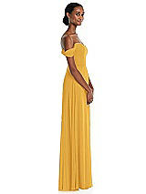 Side View Thumbnail - NYC Yellow Off-the-Shoulder Basque Neck Maxi Dress with Flounce Sleeves