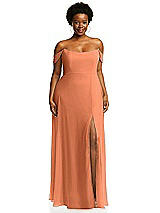 Alt View 1 Thumbnail - Sweet Melon Off-the-Shoulder Basque Neck Maxi Dress with Flounce Sleeves