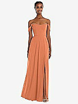 Front View Thumbnail - Sweet Melon Off-the-Shoulder Basque Neck Maxi Dress with Flounce Sleeves