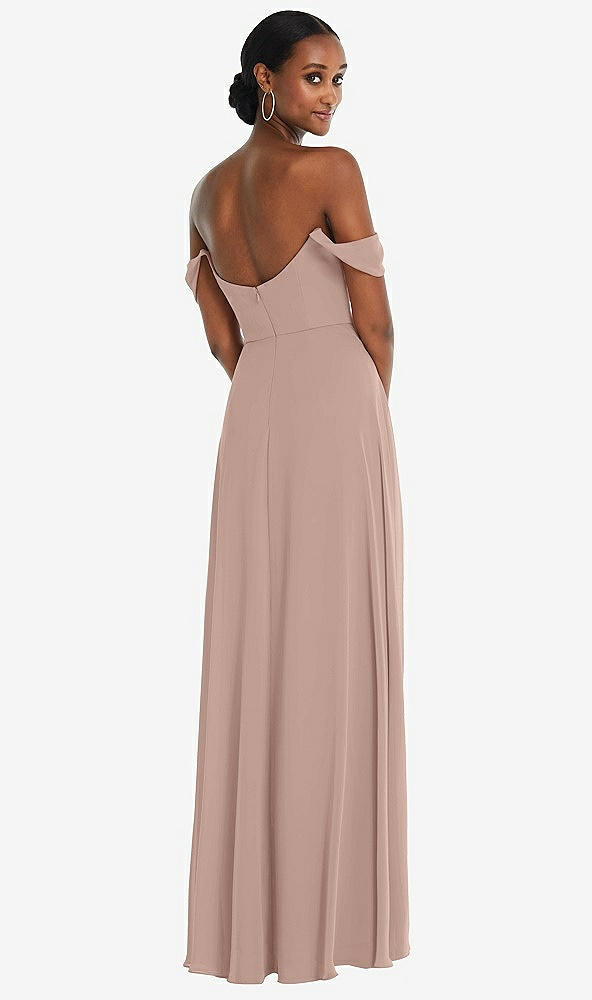 Back View - Bliss Off-the-Shoulder Basque Neck Maxi Dress with Flounce Sleeves