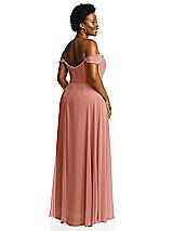 Alt View 3 Thumbnail - Desert Rose Off-the-Shoulder Basque Neck Maxi Dress with Flounce Sleeves