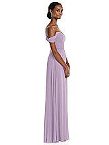 Side View Thumbnail - Pale Purple Off-the-Shoulder Basque Neck Maxi Dress with Flounce Sleeves