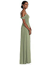 Side View Thumbnail - Sage Off-the-Shoulder Basque Neck Maxi Dress with Flounce Sleeves