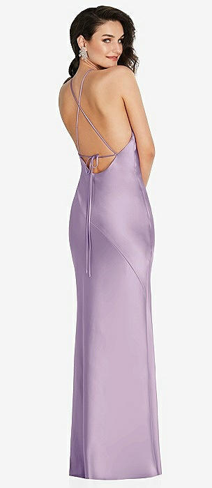 Strapless Princess Line Lux Charmeuse Mermaid Bridesmaid Dress In Pale  Purple