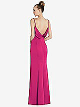 Front View Thumbnail - Think Pink Draped Cowl-Back Princess Line Dress with Front Slit