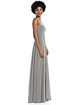 Side View Thumbnail - Chelsea Gray Contoured Wide Strap Sweetheart Maxi Dress