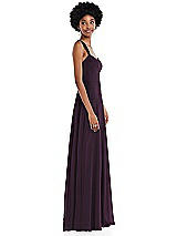Side View Thumbnail - Aubergine Contoured Wide Strap Sweetheart Maxi Dress