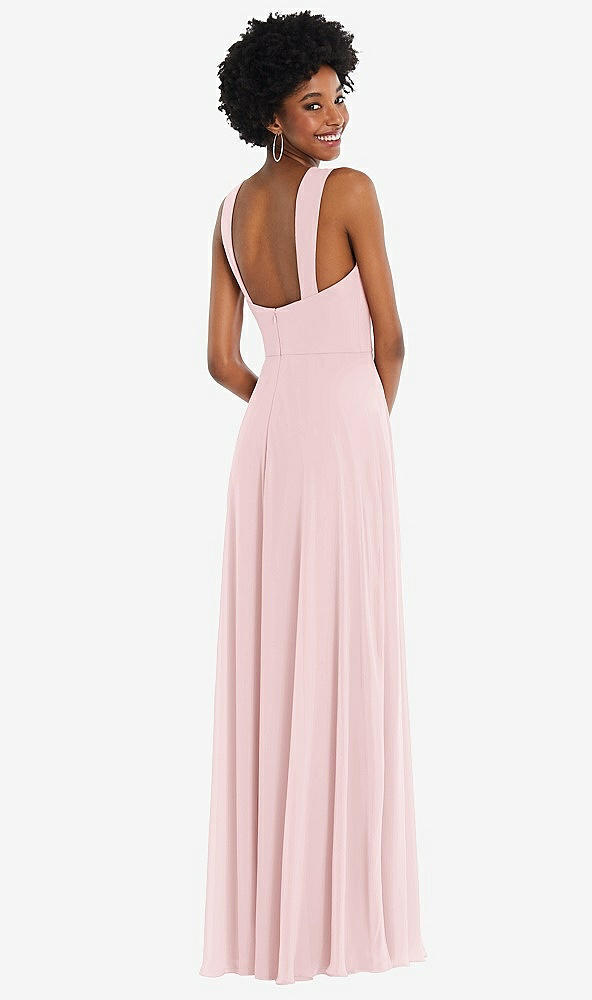 Back View - Ballet Pink Contoured Wide Strap Sweetheart Maxi Dress