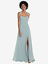 Front View Thumbnail - Morning Sky Contoured Wide Strap Sweetheart Maxi Dress