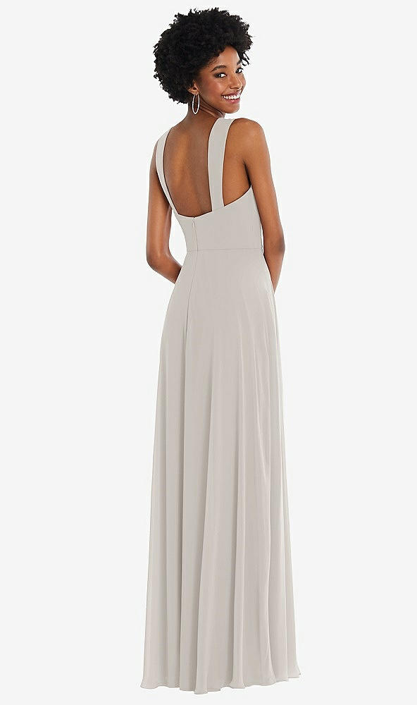 Back View - Oyster Contoured Wide Strap Sweetheart Maxi Dress