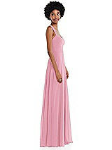 Side View Thumbnail - Peony Pink Contoured Wide Strap Sweetheart Maxi Dress
